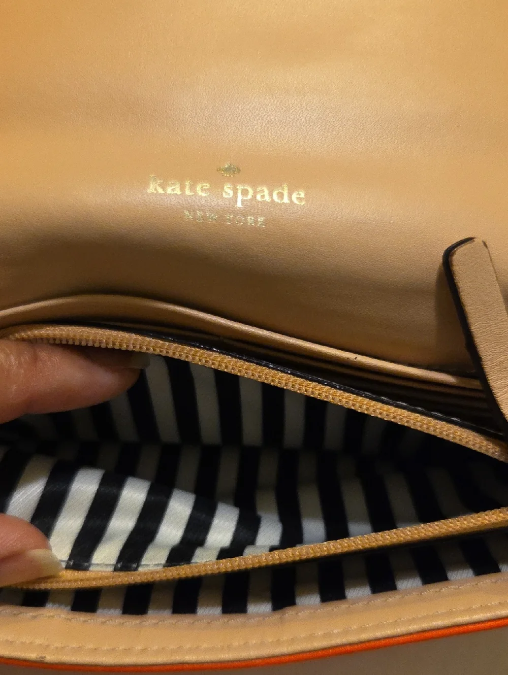 Katw Spade Orange Leather‎ Wristlet Wallet with Turn-Lock Closure